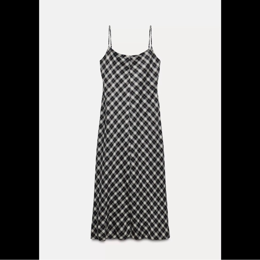 Zara flannel Plaid Midi Dress - size L - NWOT